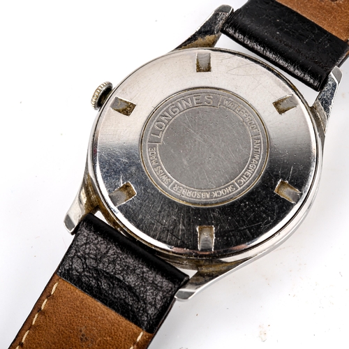 408 - LONGINES - a Vintage stainless steel mechanical wristwatch, ref. 6995-1, circa 1960s, silvered dial ... 