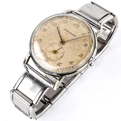 409 - MOVADO - a Vintage stainless steel mechanical bracelet watch, ref. 32789, silvered dial with Breguet... 