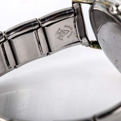 409 - MOVADO - a Vintage stainless steel mechanical bracelet watch, ref. 32789, silvered dial with Breguet... 