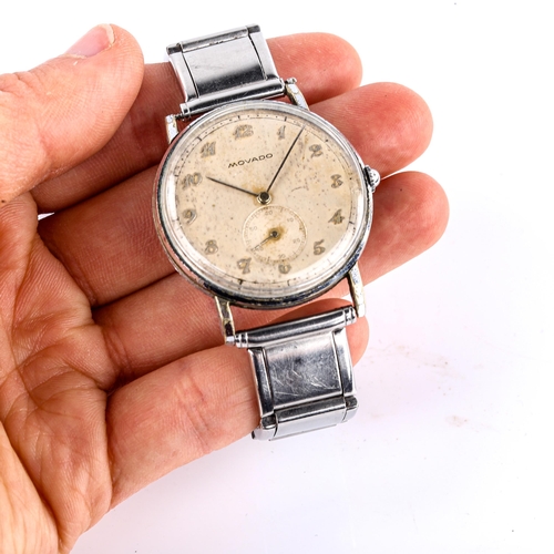 409 - MOVADO - a Vintage stainless steel mechanical bracelet watch, ref. 32789, silvered dial with Breguet... 