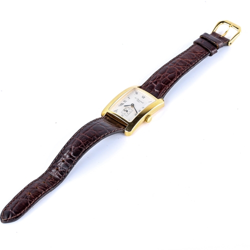 410 - LE CHEMINANT - a modern gold plated stainless steel mechanical wristwatch, rectangular silvered dial... 