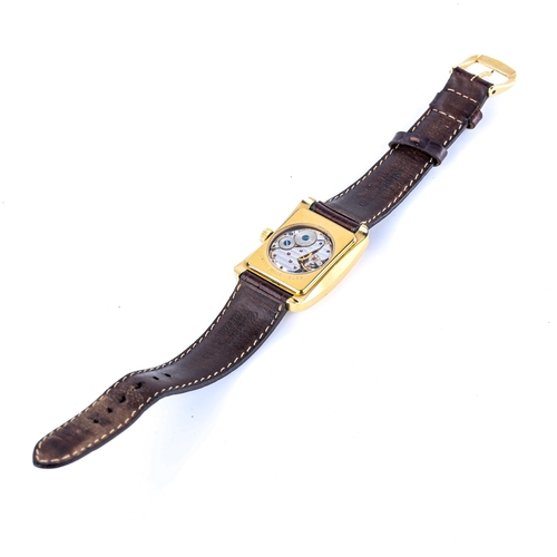 410 - LE CHEMINANT - a modern gold plated stainless steel mechanical wristwatch, rectangular silvered dial... 