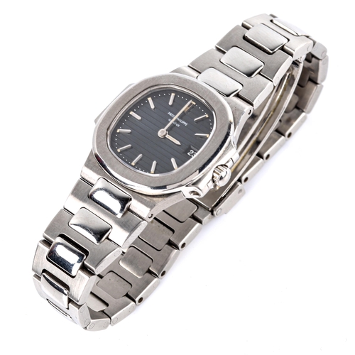 413 - PATEK PHILIPPE - a lady's stainless steel Nautilus quartz bracelet watch, ref. 4700/1, circa 1980s, ... 