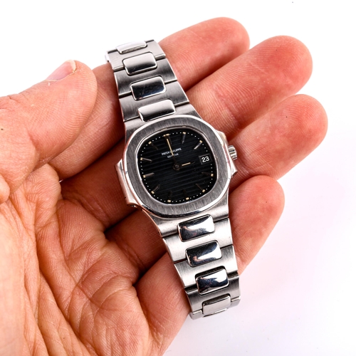 413 - PATEK PHILIPPE - a lady's stainless steel Nautilus quartz bracelet watch, ref. 4700/1, circa 1980s, ... 