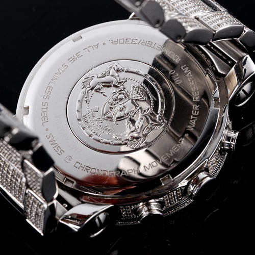 417 - JOE RODEO - an oversized stainless steel Victory quartz chronograph bracelet watch, ref. JV17, diamo... 