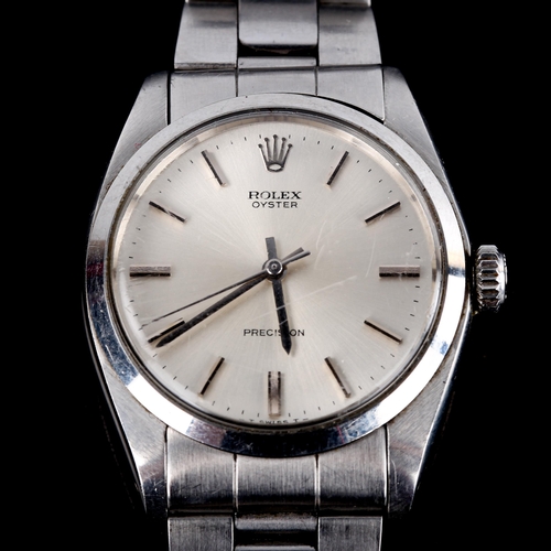 418 - ROLEX - a Vintage stainless steel Oyster Precision mechanical bracelet watch, ref. 6426, circa 1971,... 