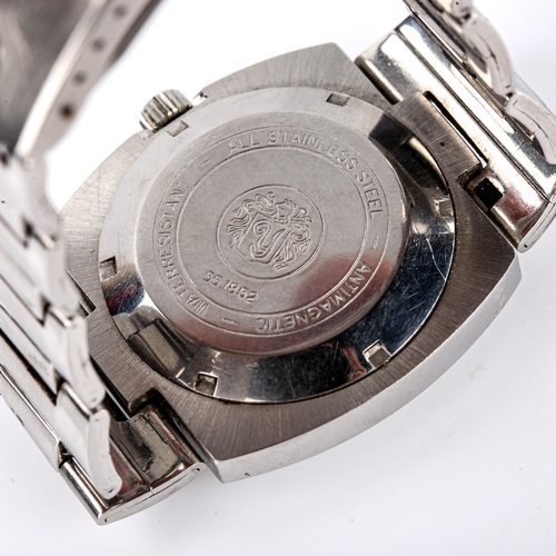 420 - YEMA - a Vintage stainless steel Sous Marine automatic bracelet watch, ref. 55.18.52, silvered dial ... 