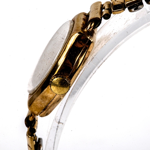 428 - J W BENSON - a lady's Vintage 9ct gold mechanical bracelet watch, ref. 87757, silvered dial with gil... 