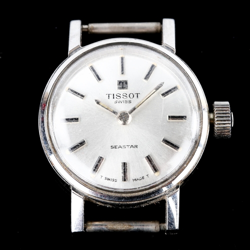 430 - TISSOT - a lady's stainless steel Seastar mechanical wristwatch head, silvered dial with baton hour ... 