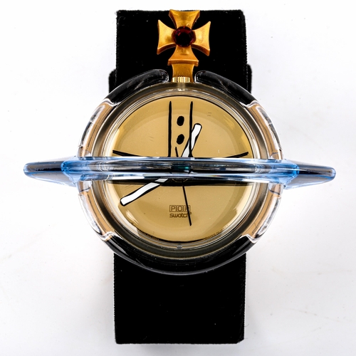 433 - VIVIENNE WESTWOOD for POP SWATCH - a Vintage Orb pop art quartz wristwatch, rim diameter 70mm, worki... 