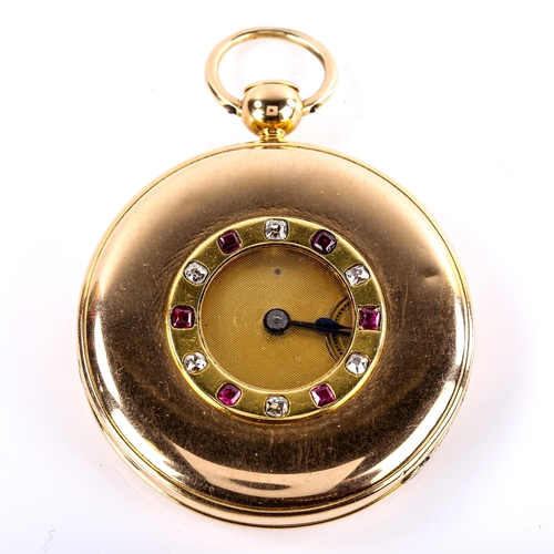 435 - BREGUET - a fine and rare half hunter key-wind repeater pocket watch, engine turned dial with Roman ... 