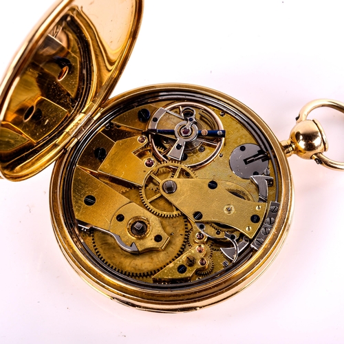 435 - BREGUET - a fine and rare half hunter key-wind repeater pocket watch, engine turned dial with Roman ... 