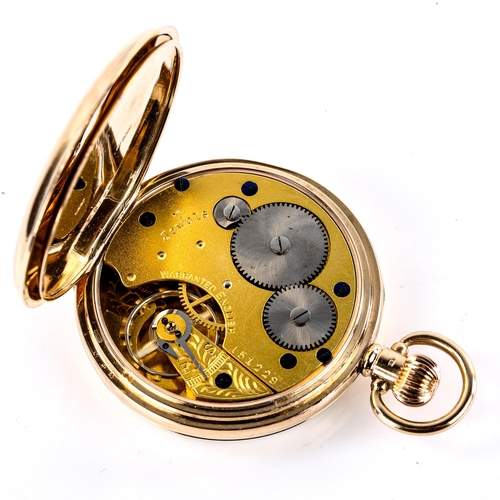 436 - An early 20th century 9ct gold open-face and keyless-wind pocket watch, white enamel dial with Roman... 