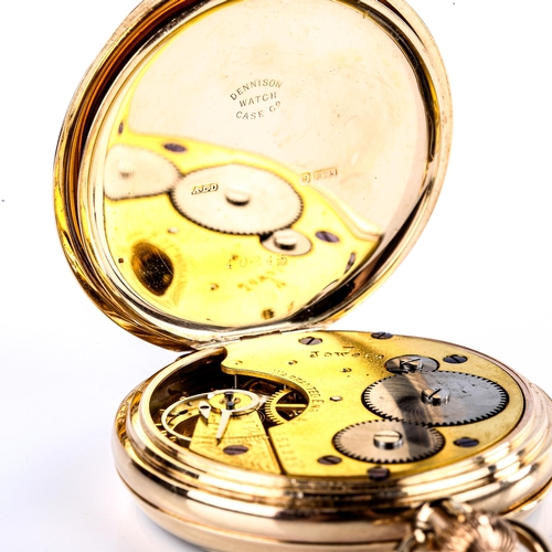 436 - An early 20th century 9ct gold open-face and keyless-wind pocket watch, white enamel dial with Roman... 