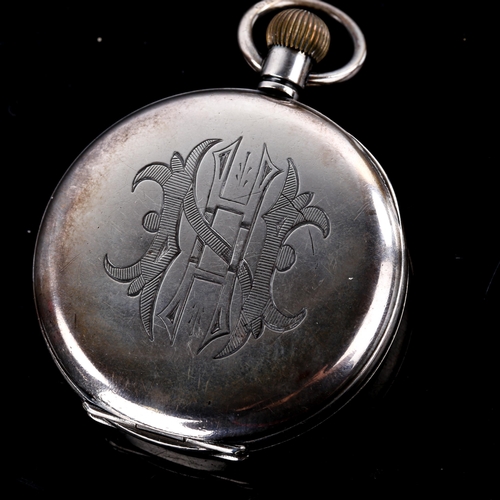 438 - An early 20th century silver-cased open-face keyless-wind pocket watch, by Kendal & Dent of London, ... 