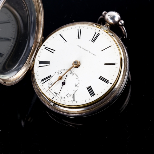 439 - An early 19th century silver-cased open-face key-wind pocket watch, white enamel dial with Roman num... 