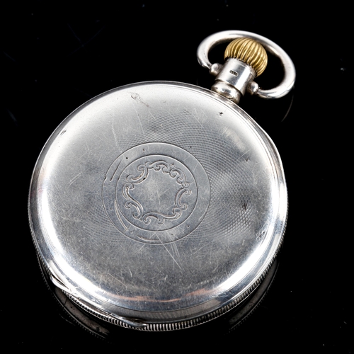 440 - WALTHAM - a silver-cased open-face keyless-wind pocket watch, white enamel dial with Roman numeral h... 