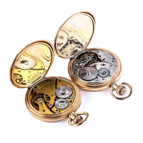 441 - 2 x gold plated pocket watches, including open-face keyless-wind Waltham example, and unnamed full h... 