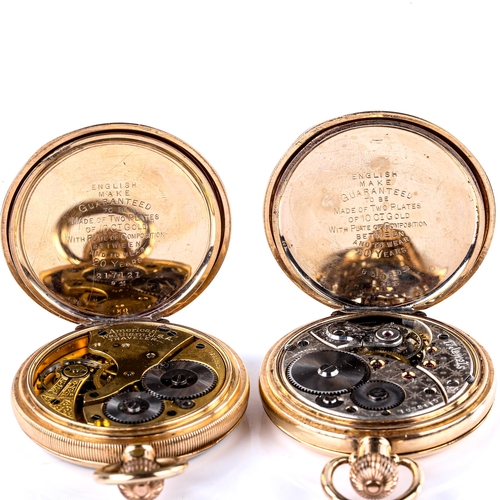 441 - 2 x gold plated pocket watches, including open-face keyless-wind Waltham example, and unnamed full h... 