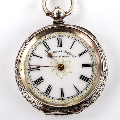 442 - 3 silver-cased key-wind pocket watches, including full hunter example by John Myers, both small watc... 