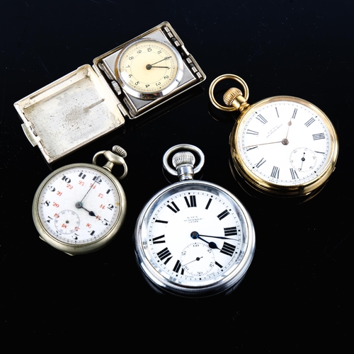 444 - 4 various pocket watches, including gold plated Waltham (4)