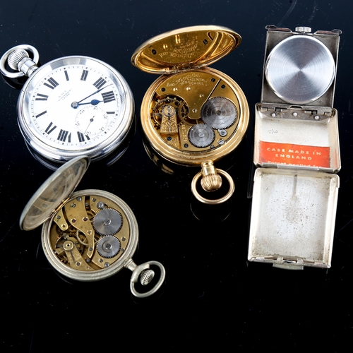 444 - 4 various pocket watches, including gold plated Waltham (4)