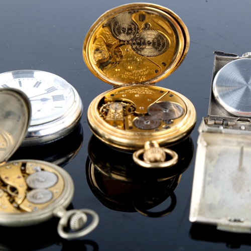 444 - 4 various pocket watches, including gold plated Waltham (4)