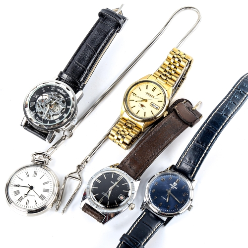 445 - Various wristwatches, including Citizen automatic, Services, Nivada SP etc (5)