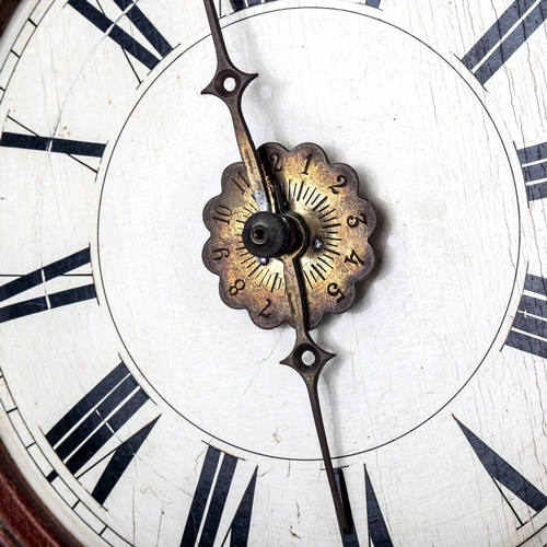 464 - A reproduction mahogany-cased circular dial wall clock, white painted dial with Roman numeral hour m... 