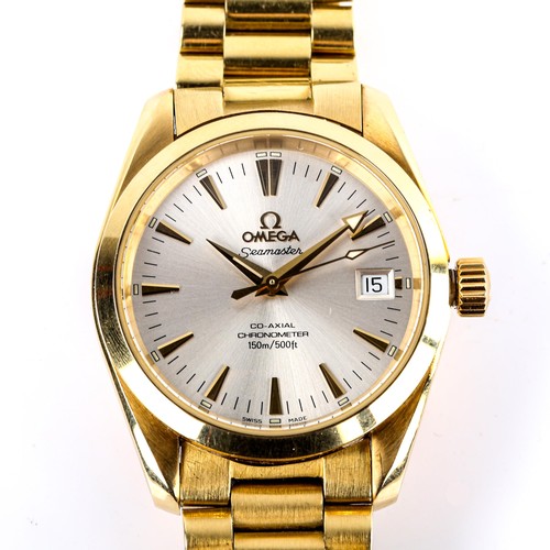 401 - OMEGA - an 18ct gold Seamaster Aqua Terra Co-Axial automatic chronometer bracelet watch, ref. 2104.3... 