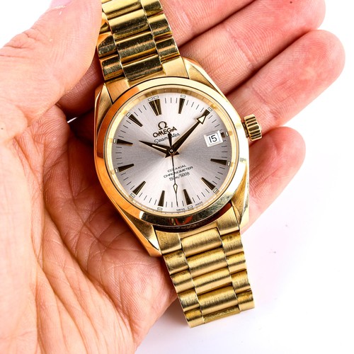 401 - OMEGA - an 18ct gold Seamaster Aqua Terra Co-Axial automatic chronometer bracelet watch, ref. 2104.3... 