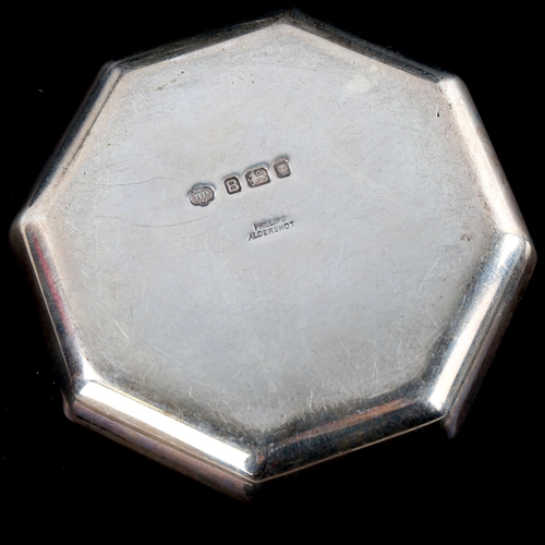 551 - A George VI octagonal silver presentation dish for Household Cavalry Polo Club, Ascot 1937, by H Phi... 