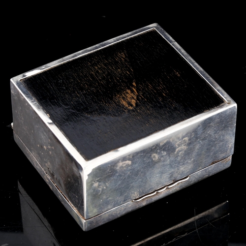 583 - A George V rectangular silver combination cigarette/Vesta box, indistinct maker's marks, hallmarks B... 