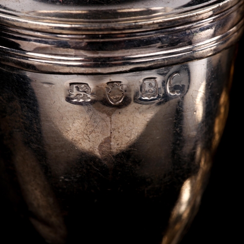 584 - A pair of George III silver baluster pepperettes, indistinct maker's marks, hallmarks London 1797/17... 