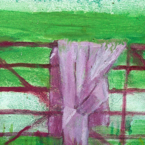 1308 - David Holt (1928 - 2014), oil on canvas, Window Blind And Gate, 2003, signed, 76cm x 51cm, framed