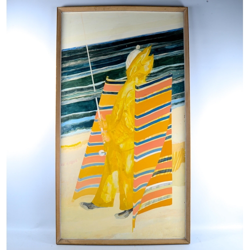 1310 - David Holt (1928 - 2014), oil on board, Yellow Fishermen Hastings, signed, 117cm x 64cm, framed