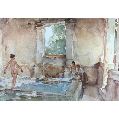 1314 - Sir William Russell Flint, colour print, bathers, signed in pencil, image 48cm x 67cm, framed