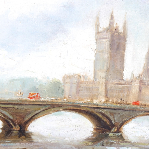 1316 - K Somers-Yeates, oil on canvas, Thames at Westminster, signed, 56cm x 92cm, unframed