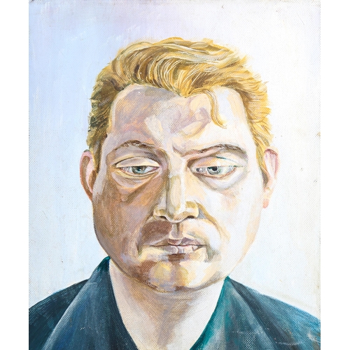 1321 - Modern British School, oil on canvas, portrait of Francis Bacon, unsigned, 30cm x 24cm, framed