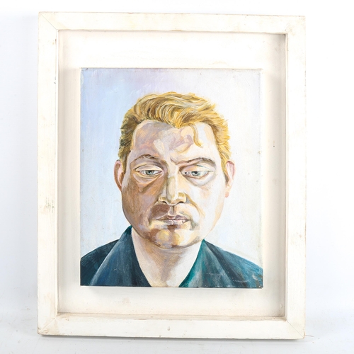 1321 - Modern British School, oil on canvas, portrait of Francis Bacon, unsigned, 30cm x 24cm, framed