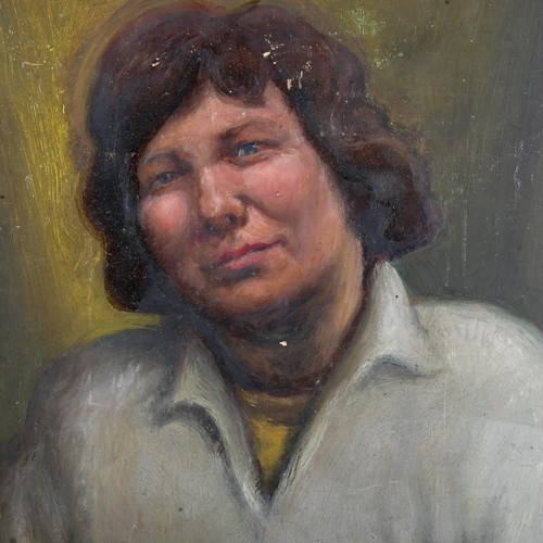 1324 - Mid-20th century British School, oil on board, portrait study, unsigned, 67cm x 45cm, unframed