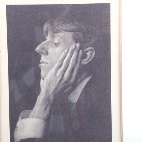 1328 - Mid-20th century print, photographic portrait of Aubrey Beardsley, 17.5cm x 12.5cm, framed