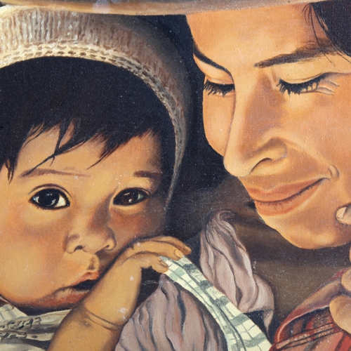 1331 - Leslie Carpenter, oil on canvas, South American woman and child, signed, 40cm x 50cm, framed