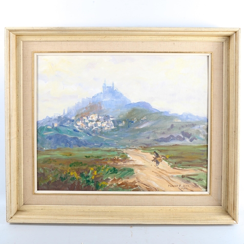 1332 - Frank Forty, oil on board, Continental hilltop town, signed and dated 1959, 38cm x 50cm, framed