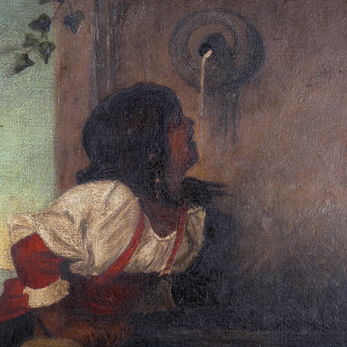 1334 - 19th century European School oil on canvas, girl at the fountain, unsigned, 60cm x 45cm, framed