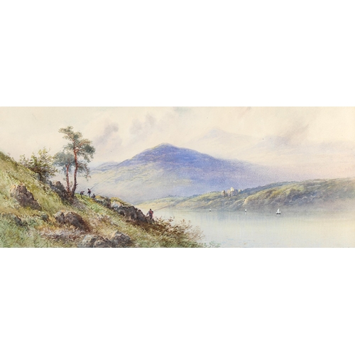 1336 - Edwin Earp, watercolour, river landscape, signed, 24cm x 57cm, framed