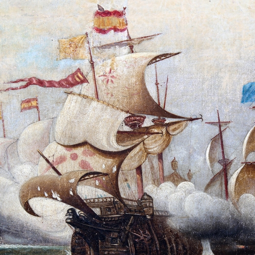 1343 - Attributed to J Philip James De Loutherbourg (1740 - 1812), oil on canvas, Battle of Copenhagen, uns... 