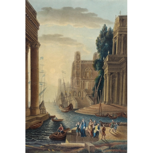 1346 - 19th century Italian School, watercolour, Cappriccio, harbour scene, unsigned, 23cm x 15cm, framed