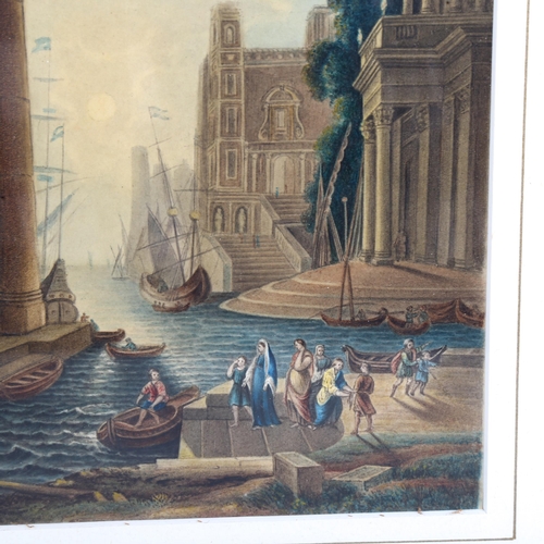 1346 - 19th century Italian School, watercolour, Cappriccio, harbour scene, unsigned, 23cm x 15cm, framed