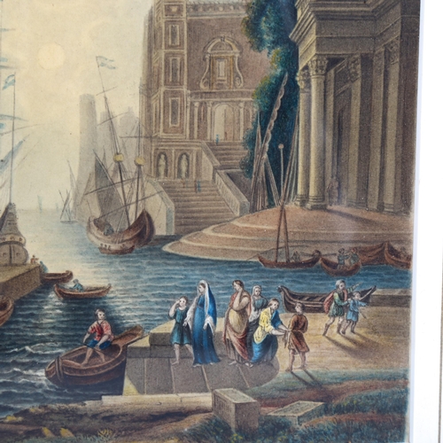 1346 - 19th century Italian School, watercolour, Cappriccio, harbour scene, unsigned, 23cm x 15cm, framed